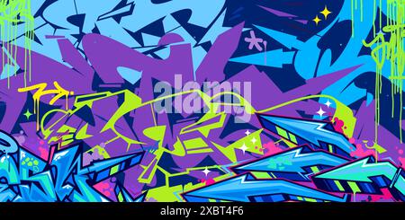 Modello di sfondo per illustrazione vettoriale in stile Graffiti Street Art astratto e alla moda. Illustrazione vettoriale Illustrazione Vettoriale