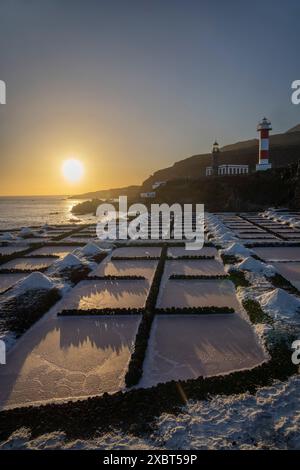 Salinas de Fuencaliente o Salinas Teneguía, stagni di evaporazione salina, la Palma, Isole Canarie, Spagna Foto Stock