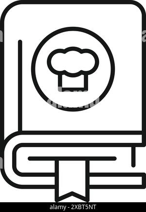 Icona del libro di cucina che rappresenta una raccolta di ricette culinarie, spesso utilizzate in cucina e in contesti legati al cibo Illustrazione Vettoriale