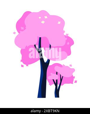 Alberi primaverili - immagine singola isolata in stile moderno e piatto Illustrazione Vettoriale