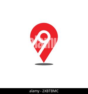 posizione della lettera i pin semplice vettore geometrico del logo Illustrazione Vettoriale