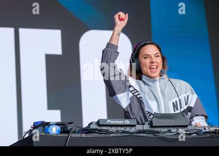 Melanie C esegue un DJ set al Cambridge Club Festival, Regno Unito. 7 giugno 2024 Foto Stock