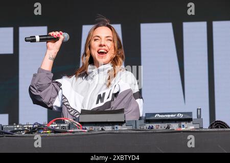 Melanie C esegue un DJ set al Cambridge Club Festival, Regno Unito. 7 giugno 2024 Foto Stock