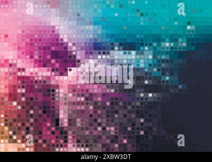 immagine astratta rosa smeraldo sfondo vettoriale pixel digitale. Fiordaliso, rosa caldo, ciano, sfondo sfondo blu tiffany illustratore vettoriale Illustrazione Vettoriale