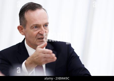 Berlino, Germania. 13 giugno 2024. Intervista al ministro dei trasporti Volker Wissing (FDP) nella redazione della DPA. Credito: Carsten Koall/dpa/Alamy Live News Foto Stock
