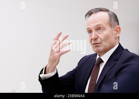 Berlino, Germania. 13 giugno 2024. Intervista al ministro dei trasporti Volker Wissing (FDP) nella redazione della DPA. Credito: Carsten Koall/dpa/Alamy Live News Foto Stock