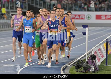 Roma, Italia. 12 giugno 2024. Stadio Olimpico, Roma, Italia - Jakob INGEBRIGTSEN della Norvegia gareggia nella finale maschile 1500m durante i Campionati europei di atletica leggera 2024 giorno 6, 12 giu 2024 (foto di Roberto Ramaccia/Sipa USA) crediti: SIPA USA/Alamy Live News Foto Stock