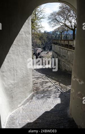 Paesaggio urbano della città Vecchia, il centro medievale di Berna, capitale de facto della Svizzera Foto Stock