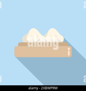 Due deliziosi panini bao cotti al vapore in un tradizionale cestino di bambù, pronti per essere gustati Illustrazione Vettoriale