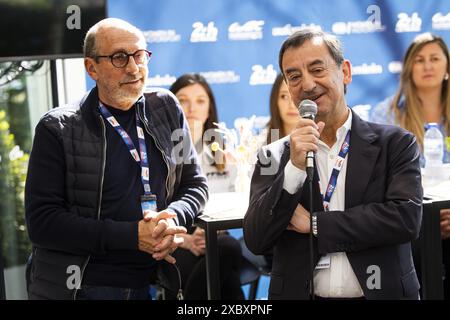 MILLE Richard (fra), Presidente della Commissione FIA Endurance, FILLON Pierre (fra), Presidente di ACO, ritratto durante la 24 ore di le Mans 2024, 4° round del Campionato Mondiale Endurance FIA 2024, sul circuito des 24 Heures du Mans, il 13 giugno 2024 a le Mans, Francia Foto Stock