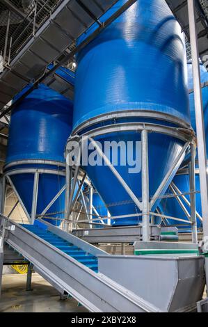 Attrezzature per la lavorazione di ortaggi freschi dopo la raccolta, lo stoccaggio, la cernita, il lavaggio, il taglio, imballaggio, agricoltura nei Paesi Bassi Foto Stock