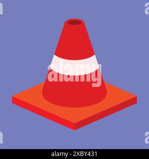 Vettore icona barriera stradale. Icona del vettore del cono di traffico. Illustrazione dell'icona del cono della barriera stradale Illustrazione Vettoriale