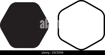 Icona esagonale della geometria vettoriale linea esagonale poligonale a sei lati Illustrazione Vettoriale