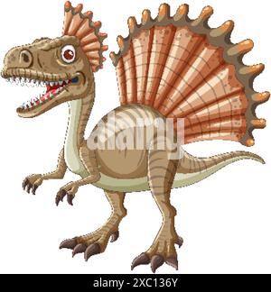 Dinosauro sorridente con una grande vela a punta Illustrazione Vettoriale