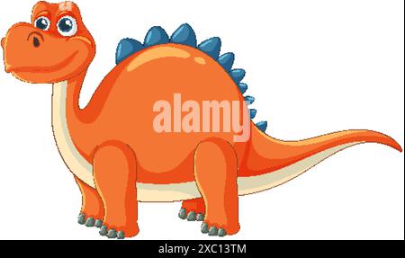 Dinosauro arancione sorridente con punte blu Illustrazione Vettoriale