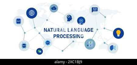 elaborazione del linguaggio naturale tecnologia di apprendimento automatico moderna intelligenza artificiale digitale Illustrazione Vettoriale