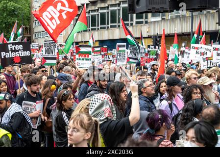 Protesta pro-palestinese nel centro di Londra il 08/06/2024, Londra, Inghilterra, Regno Unito Foto Stock