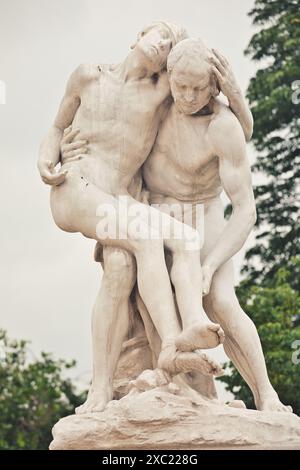 Statua scultorea il buon samaritano di Francois Leon Sicard, Jardin des Tuileries, Parigi, Francia Foto Stock