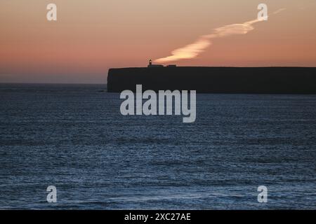 Tramonto a Cabo de São Vicente, il punto più occidentale d'Europa, a Sagres Foto Stock