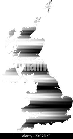 Mappa del Regno Unito con uno schema tratteggiato Illustrazione Vettoriale