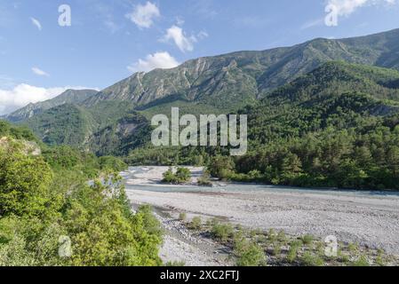 Fiume VAR vicino a Malaussene, Alpes Maritimes, Francia sudorientale Foto Stock