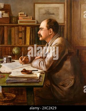 Rudyard Kipling. Ritratto di Joseph Rudyard Kipling (1865-1936), scrittore e poeta inglese, in olio su tela di Sir Philip Burne-Jones, 1899 Foto Stock