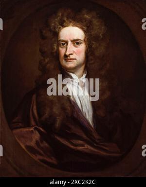 Sir Isaac Newton (1642-1727), scienziato inglese, ritratto a olio su tela di Sir Godfrey Kneller, 1702 Foto Stock