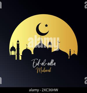 EID al adha mubarak bakrid festival con sfondo di illustrazione vettoriale della moschea Illustrazione Vettoriale