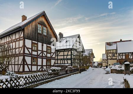 Case a graticcio a Herleshausen Hesse Foto Stock