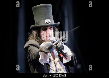 Trondheim, Norvegia. 6 giugno 2024. La cantante americana Alice Cooper esegue un concerto dal vivo durante il festival musicale norvegese Trondheim Rocks 2024 a Trondheim Foto Stock