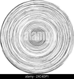 Griglia circolare distorta. Trama in mesh deformata. Elemento di design retrò punk. Griglia geometria onda a reticolo. Elemento mesh curvo. Illustrazione vettoriale. Illustrazione Vettoriale