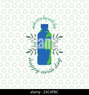 Buon giorno della Terra! Illustrazione vettoriale di ecologia, logo, protezione e conservazione ambientale, icone delle linee e motivi per poster o volantini. Illustrazione Vettoriale