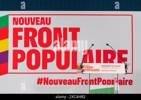 Parigi, Francia. 14 giugno 2024. Julien Mattia/le Pictorium - Conferenza stampa sul fronte Popolare nuovo - 14/06/2024 - Francia/Ile-de-France (regione)/Parigi - illustrazione alla conferenza stampa Nouveau Front Populaire alla Maison de la Chimie, Parigi, 14 giugno 2024. Crediti: LE PICTORIUM/Alamy Live News Foto Stock