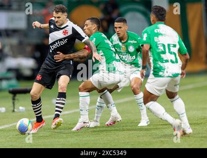 São Paolo (SP), Brasile, 13 giugno 2024 - calcio / Campionato brasiliano 2024 - partita tra Palmeiras e Vasco da Gama, per l'ottavo round del Campionato brasiliano 2024, tenutosi all'Allianz Parque, giovedì sera (13°). (Crediti: Vilmar Bannach/Alamy Foto Stock