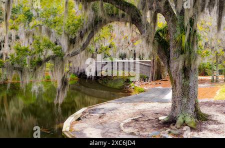 Una splendida scena idilliaca a City Park, New Orleans, Louisiana. Foto Stock