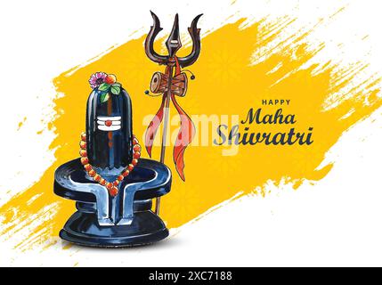 Sfondo del festival Maha shivratri con design di carte shiv ling Illustrazione Vettoriale