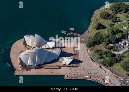 Sydney Opera House dall'alto in elicottero Foto Stock