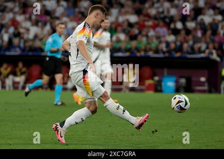 Monaco, Allemagne. 14 giugno 2024. La Germania Joshua Kimmich durante la partita di calcio UEFA Euro 2024, gruppo A, tra Germania e Scozia il 14 giugno 2024 all'Allianz Arena di Monaco di Baviera, Germania - foto Jean Catuffe/DPPI Credit: DPPI Media/Alamy Live News Foto Stock