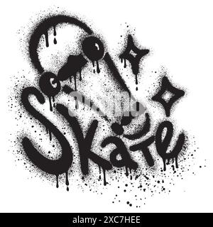 Graffiti da skateboard per il design di t-shirt con testo da skate stile Street art. Illustrazione Vettoriale