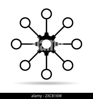 Icona di ombra di disegno digitale multicanale, simbolo di fotoricettore piatto omnichannel, illustrazione del vettore del Internet. Illustrazione Vettoriale