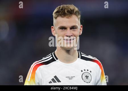 Monaco, Germania. 14 giugno 2024. La Germania Joshua Kimmich è stata vista in azione durante la partita UEFA EURO 2024 tra Germania e Scozia all'Allianz Stadium. Punteggio finale: Germania 5:1 Scozia. (Foto di Grzegorz Wajda/SOPA Images/Sipa USA) credito: SIPA USA/Alamy Live News Foto Stock