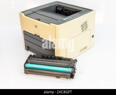 Manutenzione della stampante laser HP con cartuccia rimossa Foto Stock