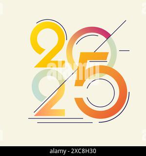 Design creativo per poster di Capodanno 2025, biglietti d'auguri o banner. Logo Text 2025 design Happy New Year Celebration Concept. Illustrazione Vettoriale