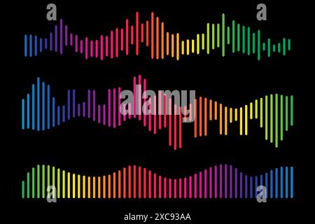 Equalizzatore di onde sonore digitale, effetto semplice delle onde sonore. Illustrazione Vettoriale