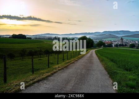 Pruntrut (Porrentruy) è una piccola città, comune politico e capitale dell'omonimo distretto nel cantone svizzero del Giura e dell'Ajoie Foto Stock