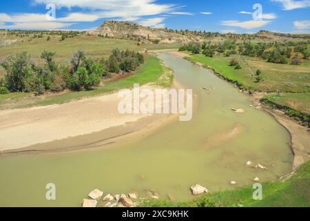 Fiume musselshell vicino mosby, montana Foto Stock