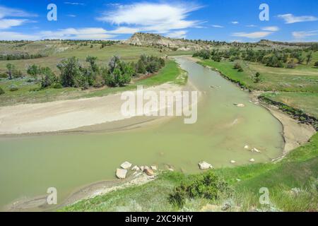 Fiume musselshell vicino mosby, montana Foto Stock