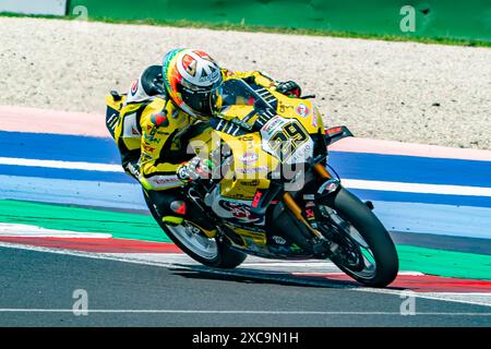 ITA. 15 giugno 2024. 29 IANNONE Andrea Ducati Panigale V4R durante il Campionato FIM Superbike - Round Italiano Mondiale Superbike Pirelli Emilia-Romagna Round 14-16 luglio 2024 a Misano Adriatico, Italia, il 15 giugno 2024. (Foto di Fabio Averna/Sipa USA) credito: SIPA USA/Alamy Live News Foto Stock