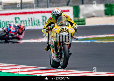 ITA. 15 giugno 2024. 29 IANNONE Andrea Ducati Panigale V4R durante il Campionato FIM Superbike - Round Italiano Mondiale Superbike Pirelli Emilia-Romagna Round 14-16 luglio 2024 a Misano Adriatico, Italia, il 15 giugno 2024. (Foto di Fabio Averna/Sipa USA) credito: SIPA USA/Alamy Live News Foto Stock