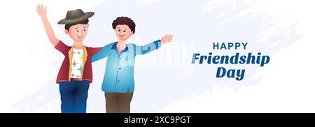 Design del banner del biglietto di auguri per il giorno della buona amicizia Illustrazione Vettoriale